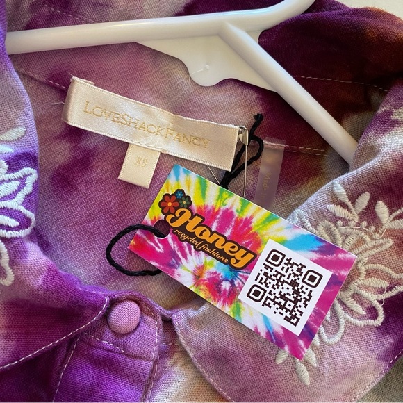 LoveShackFancy Tie Dye Button Down Shirt Women Size XS Crop Top Love Shack Fancy - Picture 10 of 12